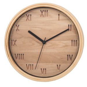 ДЪРВЕН СТЕНЕН ЧАСОВНИК В КАФЯВ ЦВЯТ И ОВАЛНА ФОРМА D22CM