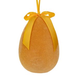 ЖЪЛТО ФЛОКИРАНО ВИСЯЩО ЯЙЦЕ С ПАНДЕЛКА, 20 СМ