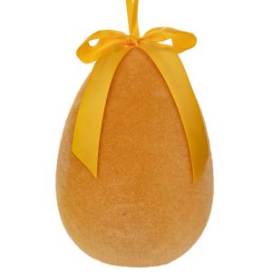 ЖЪЛТО ФЛОКИРАНО ВИСЯЩО ЯЙЦЕ С ПАНДЕЛКА, ВЕЛИКДЕНСКА ДЕКОРАЦИЯ 25 СМ