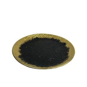 Декорация за маса Топка в цвят злато с черна дървена основа с размери 14х14х16см