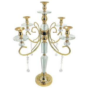 Декорация за маса Топка в цвят злато с черна дървена основа с размери 19х19х21см