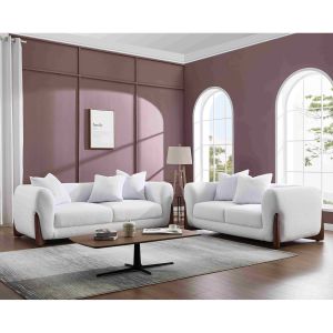 КОМПЛЕКТ ЗА ДНЕВНА KANSAS, 2-3-МЕСТЕН, ПЛАТ С ПЛЮШЕНО МЕЧЕ, БЯЛ