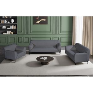 КОМПЛЕКТ ЗА ДНЕВНА VICTORIA - ФОТЬОЙЛ - 2-МЕСТЕН - 3-МЕСТЕН, ТЪМНОСИВ ПЛАТ