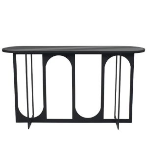 КОНЗОЛНА МАСА, ЧЕРНА МАТОВА, СЪС СТЪКЛЕНИ АРКИ - 140x34x77.5см 1/KIB