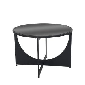 МАТОВА ЧЕРНА МЕТАЛНА МАСА С КРЪГЛИ СТЪКЛЕНИ АРКИ - Φ61x40см 1/KIB