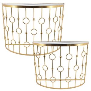 МЕТАЛЕН КОМПЛЕКТ МАСИ/2 ЗЛАТИСТИ ПОЛУКРЪГЛИ/КРЪГОВЕ/ОГЛЕДАЛО - Д: 100.5x35.5x75.5, Ш: 90.5x30.5x70см 1/KIB