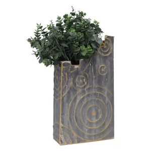 КЕРАМИЧНА ВАЗА МРАМОР СИВО-ЗЛАТИСТА 18*9.2*20