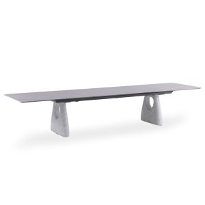 РАЗТЕГАТЕЛНА ТРАПЕЗАРНА МАСА GOFFEN SM6409.02 ТЪМНО СИВ АЛУМИНИЕВ ПЛОЩ ОТ СИНТЕРОВАН КАМЪК 240 ДО 300X100X76.5H