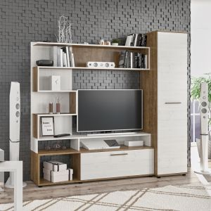 ТВ ШКАФ JASPER ЦВЯТ ОРЕХ-АНТИЧНО БЯЛО 151.5X37.5X169.5СМ