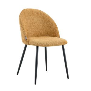 ТРАПЕЗАРЕН СТОЛ LILY, ЦВЯТ ГОРЧИЦА, ПЛАТ, С ЧЕРНИ МЕТАЛНИ КРАКА, 52X52X81СМ