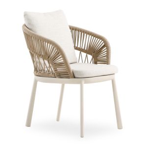 ТРАПЕЗАРЕН СТОЛ SM6401.01 АЛУМИНИЕВИ-БЕЖОВИ ВЪЗГЛАВНИЦИ ЦВЯТ СЛОНОВА КОСТ 64.5X63.5X80ВСМ