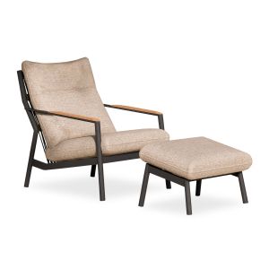 Десен ъглов диван Нова Карина в кафяв цвят с жълти възглавници и табуретка с размери 278х218х85см