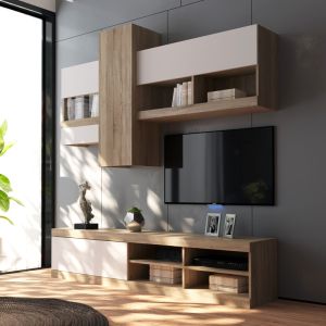 ХОЛНА ГАРНИТУРА TORANIA, ЦВЯТ СОНОМА-БЯЛА, 185X37X145 СМ