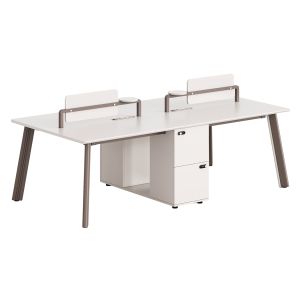 4-местово работно бюро Newline Hm18277 меламин в кремаво бяло с алуминиеви крака 240x120x75всм.