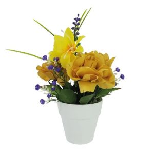 Fl-9 pot with mustard flower arrangement - h22 cm
