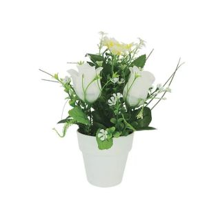 Fl-9 flower pot with white flower arrangement - high quality 22 cm**note: design may differ from image
