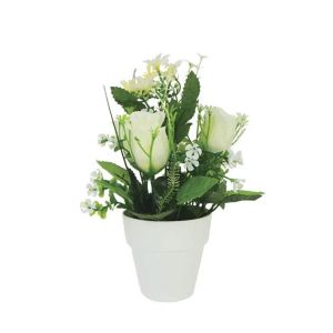 Fl-9 pot with cream flower arrangement - high origin 22 cm**note: design may differ from image