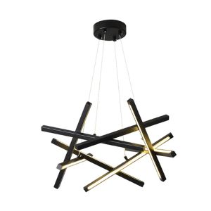 LED METAL CHANDELIER LUMINIS WITH BLACK LAMPSHADE 85X85X40CM