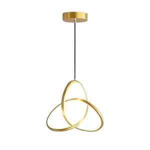 LED METAL CHANDELIER TRINITY WITH GOLDEN LAMPSHADE, SIZE 22X100 CM