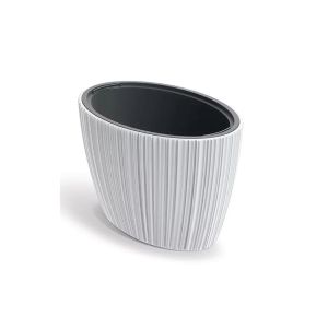 ORO OVAL WHITE PLASTIC FLOWER POT 40X60X38 CM