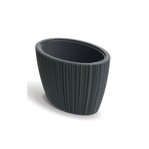 ORO OVAL DARK GREY PLASTIC FLOWER POT 40X60X38 CM