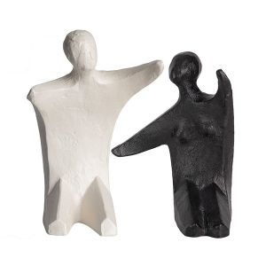 S/2 ceramic figures beige-black 30.5x11x22.8cm