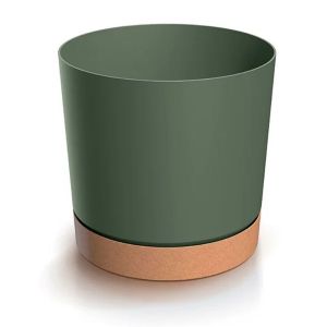 TUBO PM PLASTIC FLOWER POT IN OLIVE GREEN COLOR, 24X23 CM