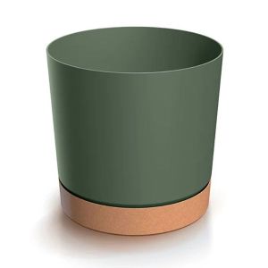TUBO PM PLASTIC FLOWER POT IN OLIVE GREEN COLOR, 29X28 CM
