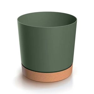 TUBO PM PLASTIC FLOWER POT, OLIVE GREEN, 18X17 CM