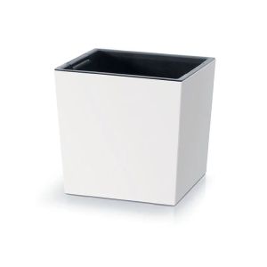 URBI SQUARE LOW PLASTIC FLOWER POT IN WHITE COLOR 29X29X29.5 CM