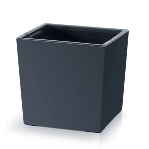 URBI SQUARE PLASTIC FLOWER POT, LOW, ANTHRACITE, 29X29X29.5 CM