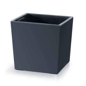 URBI SQUARE PLASTIC FLOWER POT, ANTHRACITE COLOR, 24X24X23.5 CM