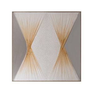 Абстрактна картина ромб бяло-златно-сиво 102x4.5x102см