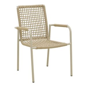 ALUMINUM CHAIR ESENCE IN WHITE-POLYETHYLENE ROPE IN BEIGE NUANCE 56X61.5X87.5 CM