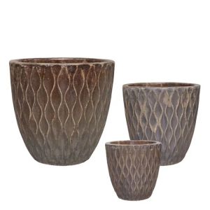 Antique set of golden pots/3 round L:50x50, M:39x39, W:29x29cm 6/palette