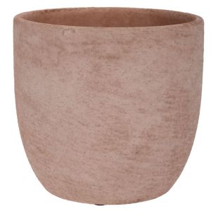 BEIGE ROUND CERAMIC FLOWER POT 14X14X13CM