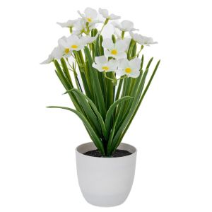 WHITE FLOWERS IN PLASTIC POT 10X9X28 CM