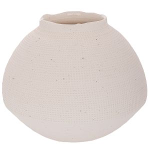 WHITE CERAMIC ROUND VASE 21X21X18 CM