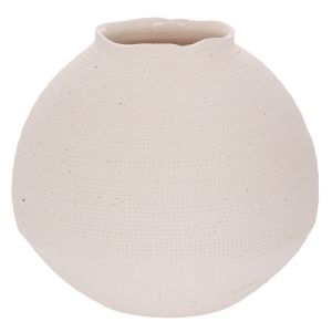 WHITE CERAMIC ROUND VASE 26X26X21 CM