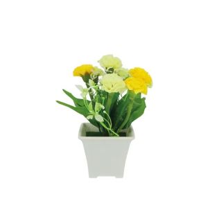 White pot with yellow/white carnations - 7.5x7.5x17cm 1/144kib