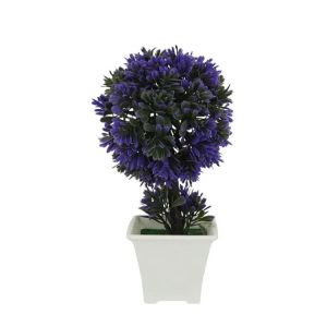 White pot with purple succulent ball - 12x22cm 96/box