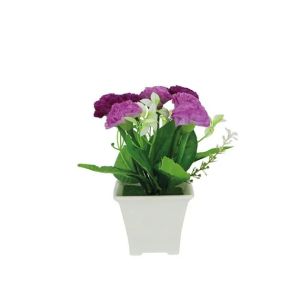 White pot with purple carnations - 7.5x7.5x17cm 1/144kib
