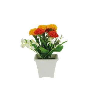 White pot with orange carnations - 7.5x7.5x17cm 1/144kib