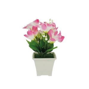 White pot with pink lilies - 7.5x7.5x18cm 1/144kib