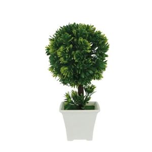 White pot with green ball succulent - 12x22cm 96/box