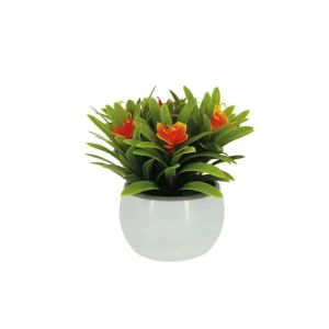 White pot with green and orange stripes - 8.5x8.5x13cm 120/box