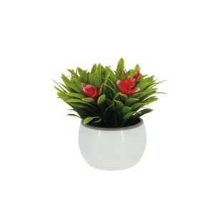 White pot with green and red flowers - 8.5x8.5x13cm 120/box