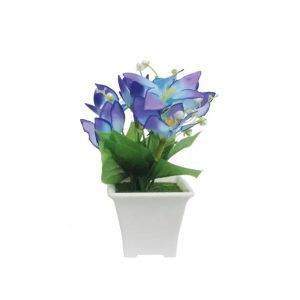 White pot with blue leaves - 7.5x7.5x18cm 1/144kib
