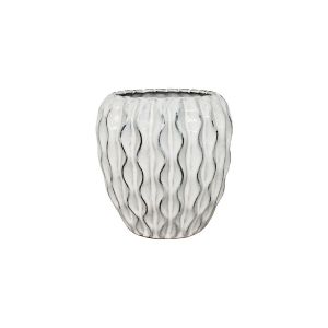 White cylindrical pottery vase with black stripes - Φ19x19cm 6/box