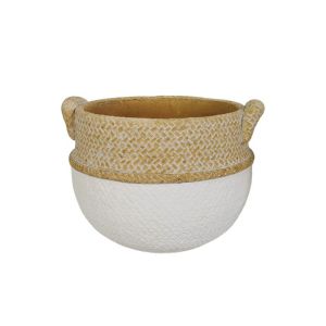 White-beige cement pot, basket type with handles - 18.5x17x15.5 cm 8/8 boxes